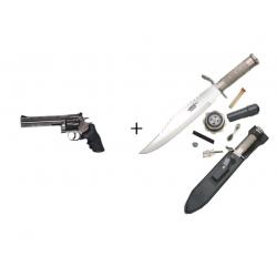 PACK Revolver Dan Wesson 715 6 ´´ Gris Acier - Co2 Balines + Couteau de survie