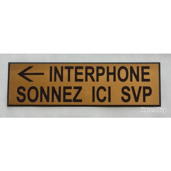 Plaque adhsive INTERPHONE SONNEZ ICI SVP (fleche gauche) Format 29x100 mm