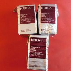 Lot de 3 rations de secours NRG5 sortie d'usine dans un embalage hermétique DLC 02/2042