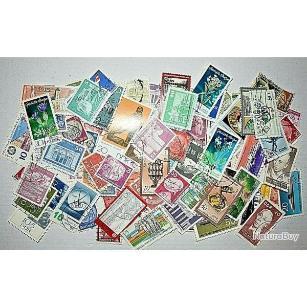 Lot ALL5 de 100 timbres Allemagne oblitrs tous diffrents