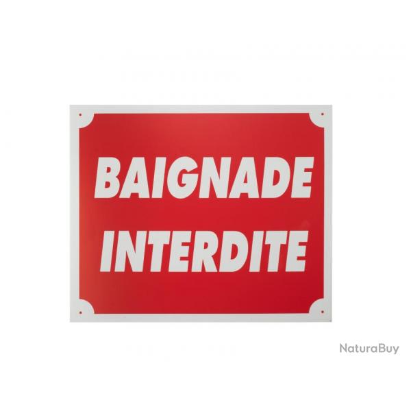 Panneau baignade interdite dim 25 x 30 cm alu