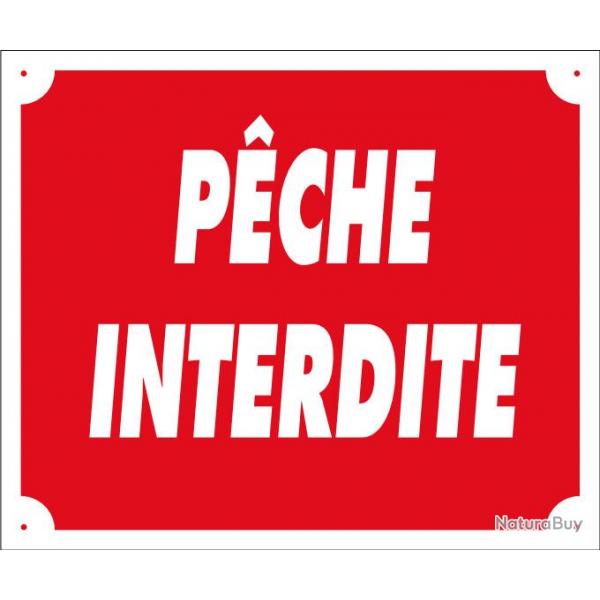 Panneau Pche interdite en alu - 25x30 cm