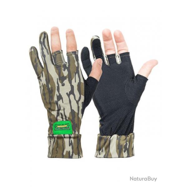 Gants stretch anti-drapants Primos Mossy Oak Bottomland 3 doigts dcouverts