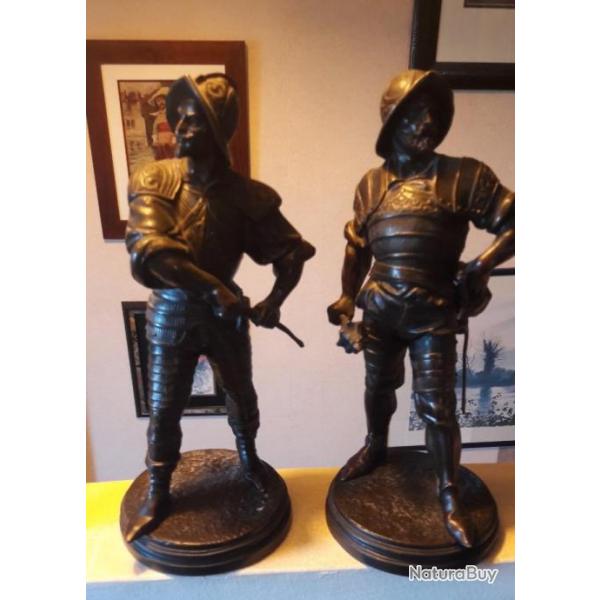 2 BRONZES "Les guerriers", les combattants de Jean Jules SALMSON (1823/1902)