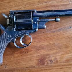 Splendide bronzage bleu glacé d'origine pour ce rare revolver Adam's en calibre 455 Webley