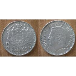 Monaco 5 Francs 1945 prince Louis 2 Franc