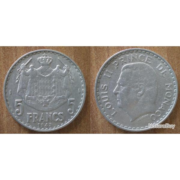 Monaco 5 Francs 1945 prince Louis 2 Franc