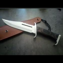 Magnifique couteau Rambo III first blood design hibben knife style bowie 34 cm, étui ceinture