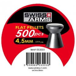 Boîte de 500 plombs à tête plate match Swiss Arms diabolos 4.5mm