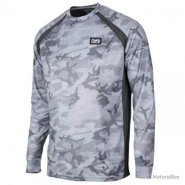 L Shirt Pelagic VaporTek Fish Camo Light Grey