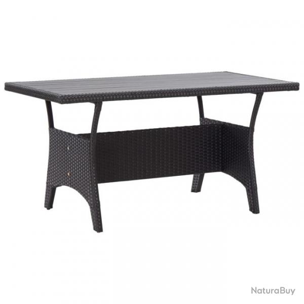 Table de jardin Noir 120x70x66 cm Rsine tresse