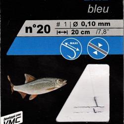 10 Hameçons montés VMC - color bleu  - n° 20 - fil Ø 10/100 mm
