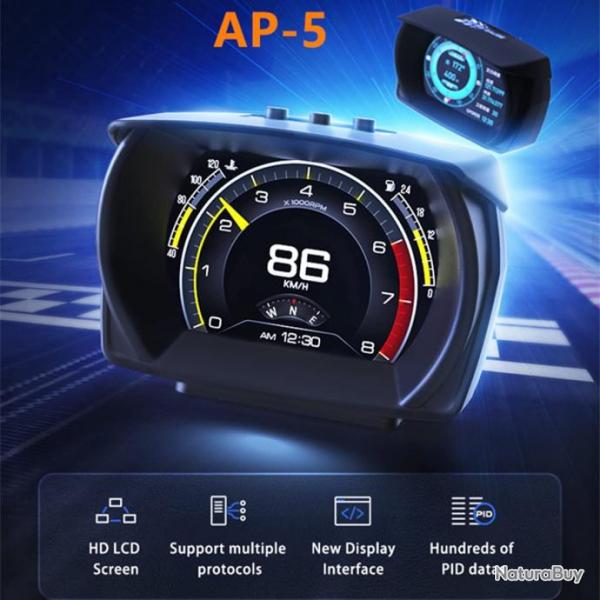 Display GPS 2-Systems+Inclinometer Smart Gauge RPM Tachymtre Odomtre Turbo/Turbine Pression