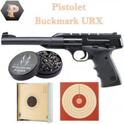 Pack Pistolet Browning BuckMark URX Cal.4.5MM + Cible + Porte cible + une boite de plomb