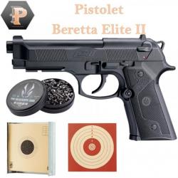 Pack Pistolet Beretta Elite II CO2 Cal.4.5mm BBS + Porte cible + Cibles + Boite de plomb