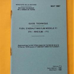 Guide technique MAT 1057 - Fusil d'assaut MAS 5,56  modèle F1  (3eme édition 1986) MODIFICATION 1988