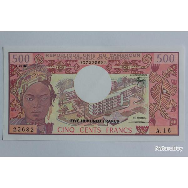 Billet 500 Francs 1983 Cameroun neuf