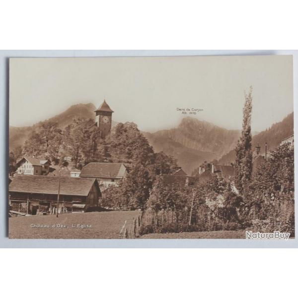 CPA Suisse Chateau d'Oex L'glise Dent de Corjon