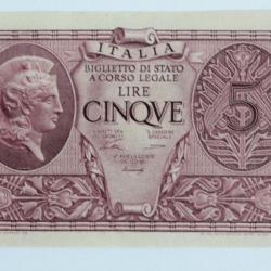 Billet 5 Lire Italie 1944 neuf