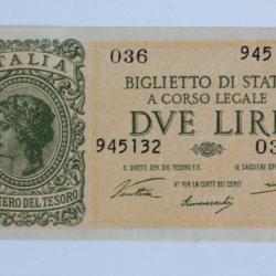 Billet 2 Lire Italie 1944 neuf