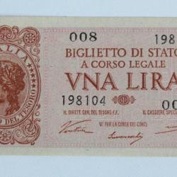 Billet 1 Lire Italie 1944 neuf