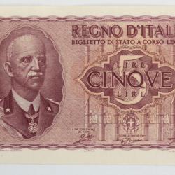 Billet 5 Lire Italie 1944 Vittorio Emanuele III pr. neuf
