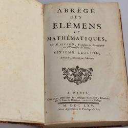 Livre Abrégé des élémens de Mathématiques M. Rivard 1765
