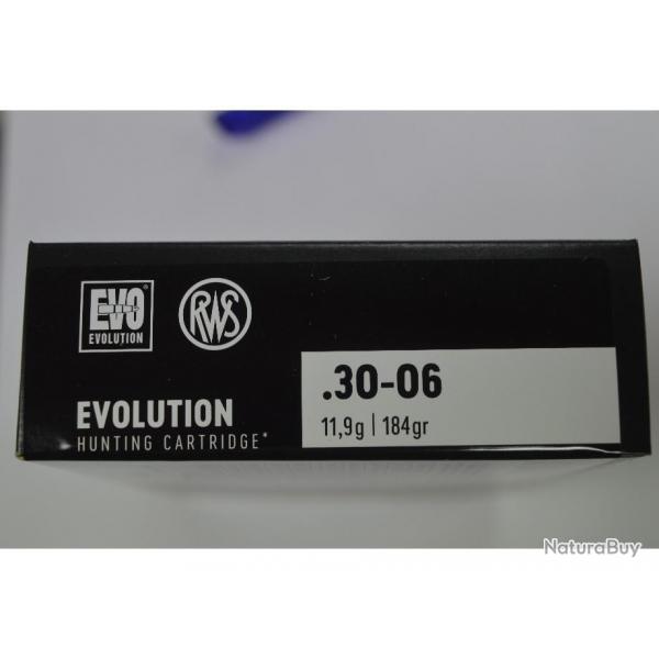 1 BOITE DE 20 BALLES RWS 30-06 EN EVO 11.9G/ 184 GR NEUVE