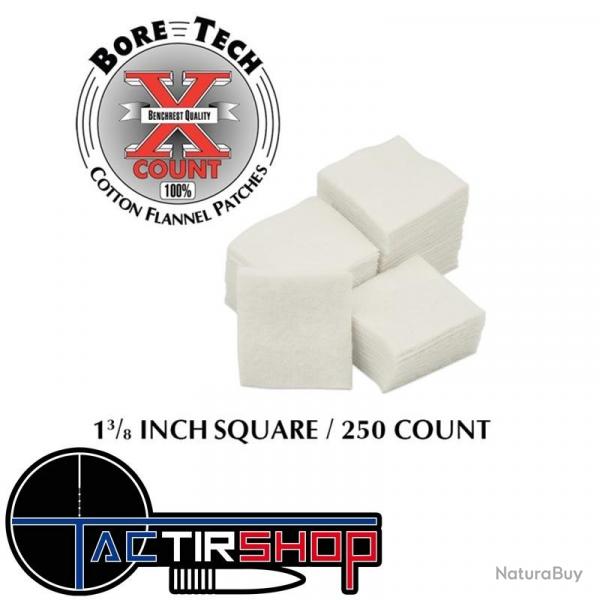 250 Patchs carr Bore Tech 1 3/8" Calibre 243 Cal., 6 mm, .25 Cal., 6.5 mm, .270 Cal., .284 Cal., 7 