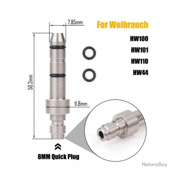 raccord de remplissage sonde de charge carabine PCP diamtre 7.85mm / 7.9 mm WEIHRAUCH HW100