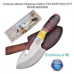 ***Couteaux skinner Chipaway Cutlery USA MONTANA GUT HOOK SKINNER  Artisanal- CP