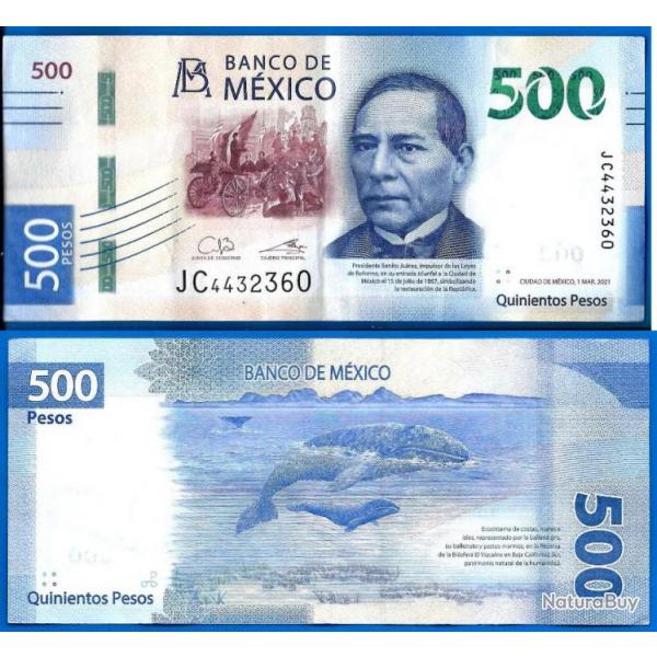 Mexique 500 Pesos 2021 Billet Peso Amerique Mexico