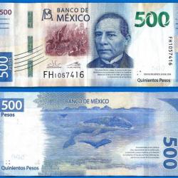 Mexique 500 Pesos 2021 Billet Peso Amerique Mexico Benito Juarez
