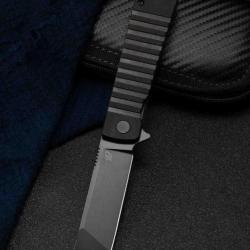 Couteau Bestech Titan Black Lame Tanto Acier D2 Manche G10 IKBS Linerlock Clip BTKG49A5