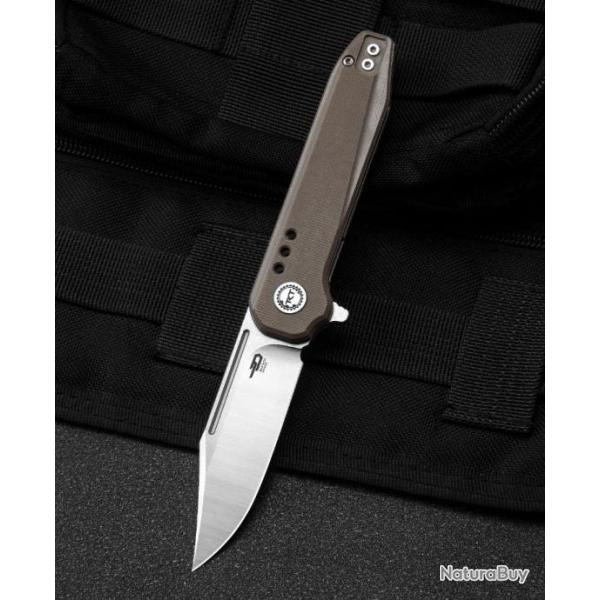 Couteau Bestech Syntax Beige Lame Acier 154CM Manche G10 IKBS Linerlock Clip BTKG41B