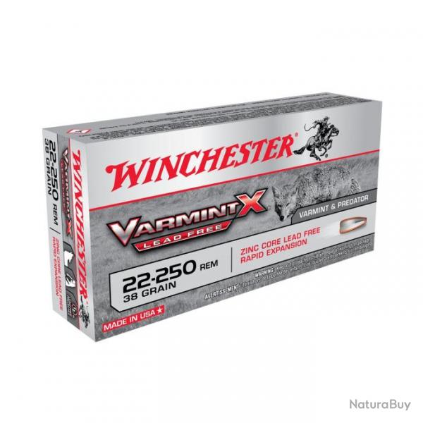 WINCHESTER - Balles 22-250REM VARMINT LEAD FREE X 38GR (x20)