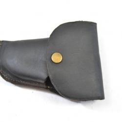 Etui / holster gaucher cuir noir pour petit pistolet d'alarme ou 6,35 (B)