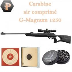 Gamo Pack G-MAGNUM 1250 + 3-9 x 40 WR Cal 4,5 mm + 500 plombs + 100 cibles + porte cible
