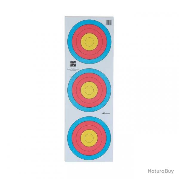 Blason 3 cibles 5 anneaux World Archery pour tir  l'arc ou arbalte Large 40x40cm Centre Vertical