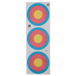 Blason 3 cibles 5 anneaux World Archery pour tir à l'arc ou arbalète 60x60cm Standard Centre Vertica