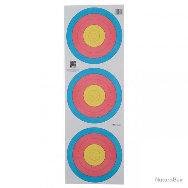 Blason 3 cibles 5 anneaux World Archery pour tir  l'arc ou arbalte 60x60cm Standard Centre Vertica