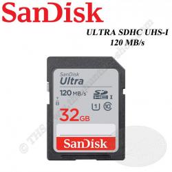 SANDISK Carte mémoireULTRA SDHC UHS-1 de 32 GB - Vitesse 120MB/s