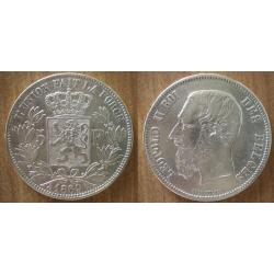 Belgique 5 Francs 1869 Argent Leopold 2 Roi Des Belges Piece Frcs Frs Frc