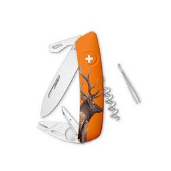 SZTT03CERF-Couteau suisse Swiza ZTT03 orange avec motif cerf