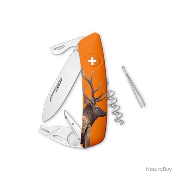 SZTT03CERF-Couteau suisse Swiza ZTT03 orange avec motif cerf