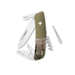 SZTT03ELEPHANT-Couteau suisse Swiza ZTT03 kaki avec motif éléphant