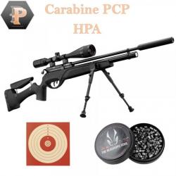 Pack Gamo HPA PCP + 6-24x50 + silencieux + bipied + pompe + 250 plombs + cibles