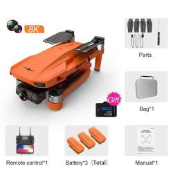 Drone Professionnel Orange 8K UHD Wifi Double Caméra GPS Radiocommandé Pliable + 3 Batterie 2200mAh