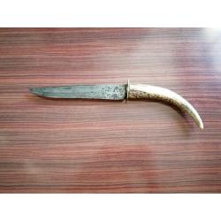 Couteau ancien manche bois de cerf 30 cm