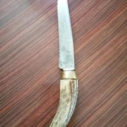 Grand couteau ancien manche bois de cerf